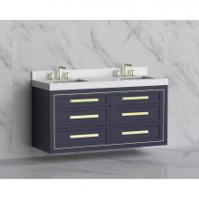 Madeli B855-60D-002-SA-HP-SB - Madeli Renaissance 60D'' Wall hung Vanity Cabinet in Sapphire/HW: Handles Satin Brass(SB