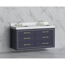 Madeli B855-60D-002-SA-HR-PC - Madeli Renaissance 60D'' Wall hung Vanity Cabinet in Sapphire/HW: Handles Polished Chrom