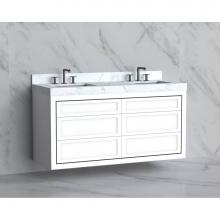 Madeli B855-60D-002-WH-NP-PC - Madeli Renaissance 60D'' Wall hung Vanity Cabinet in White - No Handles - Inlay in Polis