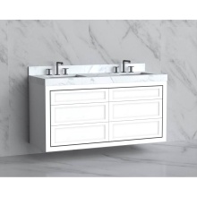 Madeli B855-60D-002-WH-NP-MB - Renaissance 60D'' Wall hung Vanity Cabinet in White - No Handles - Inlay in Matte Black(