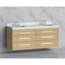 Madeli B855-72D-002-NO-HP-PC - Madeli Renaissance 72'' Wall hung Vanity Cabinet in Natural Oak/HW: Handles Polished Chr