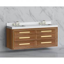 Madeli B855-72D-002-NW-HP-BN - Madeli Renaissance 72'' Wall hung Vanity Cabinet in Natural Walnut/HW: Handles Brushed N