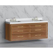 Madeli B855-72D-002-NW-HR-MB - Madeli Renaissance 72'' Wall hung Vanity Cabinet in Natural Walnut/HW: Handles Matte Bla
