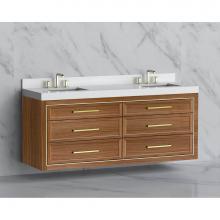 Madeli B855-72D-002-NW-HY-SB - Madeli Renaissance 72'' Wall hung Vanity Cabinet in Natural Walnut/HW: Handles Satin Bra