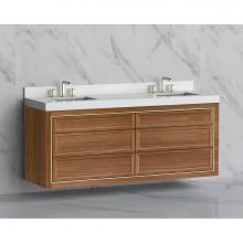 Madeli B855-72D-002-NW-NP-MB - Madeli Renaissance 72'' Wall hung Vanity Cabinet in Natural Walnut/HW: No Handles - Inla