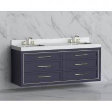 Madeli B855-72D-002-SA-HR-SB - Madeli Renaissance 72'' Wall hung Vanity Cabinet in Sapphire/HW: Handles Satin Brass(SB)