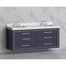 Madeli B855-72D-002-SA-HY-PC - Madeli Renaissance 72'' Wall hung Vanity Cabinet in Sapphire/HW: Handles Polished Chrome