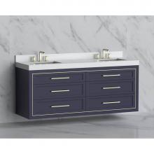 Madeli B855-72D-002-SA-HY-PN - Madeli Renaissance 72'' Wall hung Vanity Cabinet in Sapphire/HW: Handles Polished Nickel