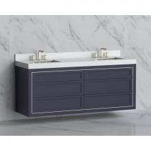 Madeli B855-72D-002-SA-NP-PN - Madeli Renaissance 72'' Wall hung Vanity Cabinet in Sapphire - No Handles - Inlay in Pol