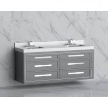 Madeli B855-72D-002-TG-HP-SB - Madeli Renaissance 72'' Wall hung Vanity Cabinet in Studio Grey/HW: Handles Satin Brass(