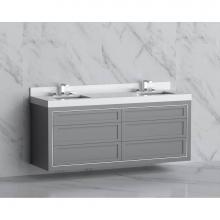 Madeli B855-72D-002-TG-NP-PC - Madeli Renaissance 72'' Wall hung Vanity Cabinet in Studio Grey - No Handles - Inlay in