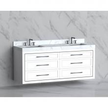 Madeli B855-72D-002-WH-HR-PC - Madeli Renaissance 72'' Wall hung Vanity Cabinet in White/HW: Handles Polished Chrome(PC