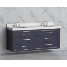 Madeli B855-72D-002-SA-HY-PC - Renaissance 72'' Wall hung Vanity Cabinet in Sapphire/HW: Handles Polished Chrome(PC)