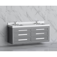 Madeli B855-72D-002-TG-HP-PC - Renaissance 72'' Wall hung Vanity Cabinet in Studio Grey/HW: Handles Polished Chrome(PC)
