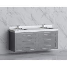 Madeli B855-72D-002-TG-HR-PC - Renaissance 72'' Wall hung Vanity Cabinet in Studio Grey/HW: Handles Polished Chrome(PC)