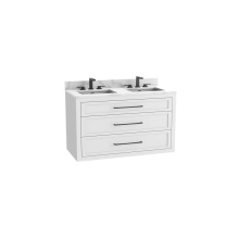 Madeli B856-48D-002-WH-HY-PC - Renaissance SE 48D'' Wall hung Vanity Cabinet in White/HW: Handles Polished Chrome(PC)