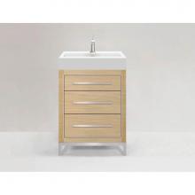 Madeli B860-24-001-LC-NO-H9-PC - Estate 24'' Free Standing Vanity Cabinet in Natural Oak/HW: Polished Chrome(PC)