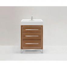 Madeli B860-24-001-LC-NW-H9-PC - Estate 24'' Free Standing Vanity Cabinet in Natural Walnut/HW: Polished Chrome(PC)