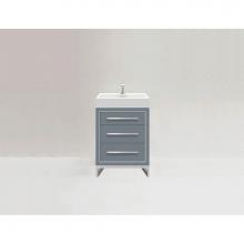 Madeli B860-24-001-LC-TG-H9-PC - Estate 24'' Free Standing Vanity Cabinet in Studio Grey/HW: Polished Chrome(PC)