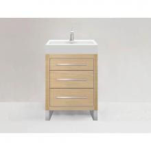 Madeli B860-24-001-LS-NO-H9-PC - Estate 24'' Free Standing Vanity Cabinet in Natural Oak/HW: Polished Chrome(PC)