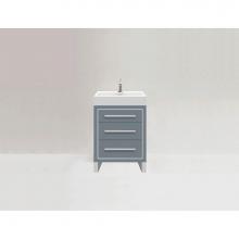 Madeli B860-24-001-LS-TG-H9-PC - Estate 24'' Free Standing Vanity Cabinet in Studio Grey/HW: Polished Chrome(PC)