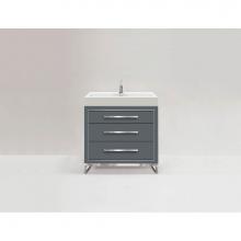 Madeli B860-30-001-LC-TG-H9-PC - Estate 30'' Free Standing Vanity Cabinet in Studio Grey/HW: Polished Chrome(PC)