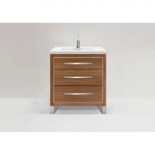 Madeli B860-30-001-LS-NW-PC - Madeli Estate 30'' Free standing Vanity Cabinet in Natural Walnut/HW: Polished Chrome(PC