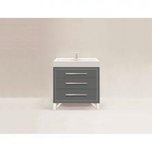 Madeli B860-30-001-LS-TG-H9-PC - Estate 30'' Free Standing Vanity Cabinet in Studio Grey/HW: Polished Chrome(PC)