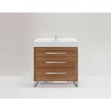 Madeli B860-36-001-LC-NW-H9-PC - Estate 36'' Free Standing Vanity Cabinet in Natural Walnut/HW: Polished Chrome(PC)