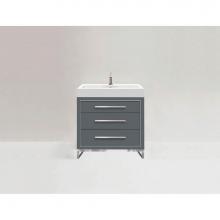 Madeli B860-36-001-LC-TG-NP-PC - Estate 36'' Free Standing Vanity Cabinet in Studio Grey/HW: No handles - Feet in  Polish