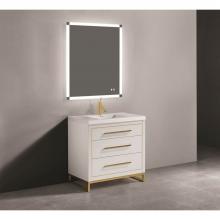 Madeli B860-36-001-LC-WH-PC - Madeli Estate 36'' Free Standing Vanity Cabinet in White/HW: Polished Chrome(PC)