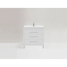 Madeli B860-36-001-LL-WH-NP-PC - Estate 36'' Free Standing Vanity Cabinet in White/HW: No handles - Feet in  Polished Chr