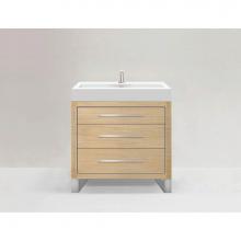 Madeli B860-36-001-LS-NO-H9-PC - Estate 36'' Free Standing Vanity Cabinet in Natural Oak/HW: Polished Chrome(PC)