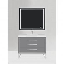 Madeli B860-42-001-LC-TG-H9-PC - Estate 42'' Free Standing Vanity Cabinet in Studio Grey/HW: Polished Chrome(PC)