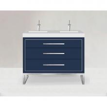Madeli B860-48D-001-LC-SA-H9-PC - Estate 48D'' Free Standing Vanity Cabinet in Sapphire/HW: Polished Chrome(PC)