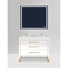 Madeli B860-48D-001-LL-WH-H9-PC - Estate 48D'' Free Standing Vanity Cabinet in White/HW: Polished Chrome(PC)