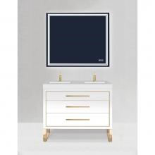 Madeli B860-48D-001-LS-WH-NP-PC - Estate 48D'' Free Standing Vanity Cabinet in White/HW: No handles - Feet in  Polished Ch