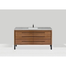 Madeli B860-60C-001-LL-NW-H9 -PC - Estate 60C'' Free Standing Vanity Cabinet in Natural Walnut/HW: Polished Chrome(PC)