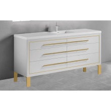 Madeli B860-60C-001-LL-WH-NP -PC - Estate 60C'' Free Standing Vanity Cabinet in White/HW: No handles - Feet in  Polished Ch