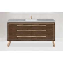 Madeli B860-60C-001-LS-BR-NP -PC - Estate 60C'' Free Standing Vanity Cabinet in Brandy/HW: No handles - Feet in  Polished C