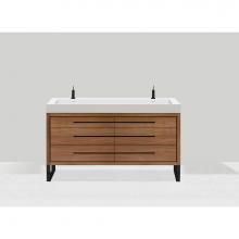 Madeli B860-60D-001-LS-NW-H9-PC - Estate 60D'' Free Standing Vanity Cabinet in Natural Walnut/HW: Polished Chrome(PC)