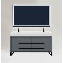 Madeli B860-60D-001-LS-TG-MB - Madeli Estate 60D'' Free standing Vanity Cabinet in Studio Grey/HW: Matte Black(MB)