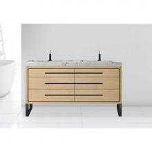 Madeli B860-72D-001-LS-NO-H9-PC - Estate 72D'' Free Standing Vanity Cabinet in Natural Oak/HW: Polished Chrome(PC)