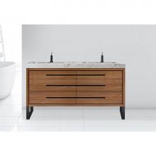 Madeli B860-72D-001-LS-NW-H9-PC - Estate 72D'' Free Standing Vanity Cabinet in Natural Walnut/HW: Polished Chrome(PC)