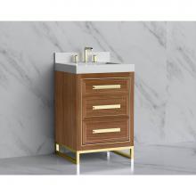 Madeli B865-24-001-LC-NW-HP-PC - Madeli Vision 24'' Free standing Vanity Cabinet in Natural Walnut/HW: Handle & Feet