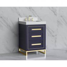 Madeli B865-24-001-LC-SA-HP-PC - Madeli Vision 24'' Free standing Vanity Cabinet in Sapphire/HW: Handles/Feet Polished Ch
