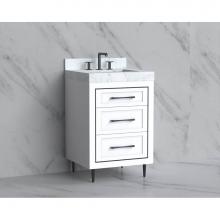 Madeli B865-24-001-LR-WH-HR-MB - Madeli Vision 24'' Free standing Vanity Cabinet in White/HW: Handles/Feet Matte Black(MB
