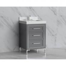 Madeli B865-24-001-LY-TG-HY-BN - Madeli Vision 24'' Free standing Vanity Cabinet in Studio Grey/HW: Handles/Feet Brushed