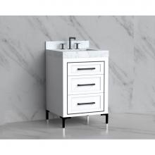 Madeli B865-24-001-LY-WH-HY-MB - Madeli Vision 24'' Free standing Vanity Cabinet in White/HW: Handles/Feet Matte Black(MB