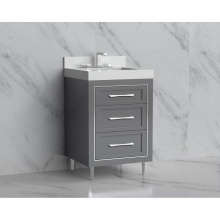 Madeli B865-24-001-LR-TG-HR-PC - Vision 24'' Free standing Vanity Cabinet in Studio Grey/HW: Handles/Feet Polished Chrome
